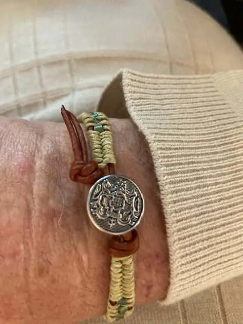 Handcrafted Leather Seed Bead Rattlesnake Tail Bracelet – Two-Tone Wrap | Made in Montana Alexa Martha Designs  Bracelet