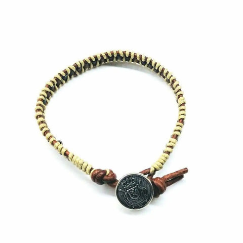 Handcrafted Leather Seed Bead Rattlesnake Tail Bracelet – Two-Tone Wrap | Made in Montana Alexa Martha Designs  Bracelet