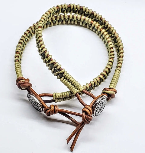 Handcrafted Leather Seed Bead Rattlesnake Tail Bracelet – Two-Tone Wrap | Made in Montana Alexa Martha Designs  Bracelet