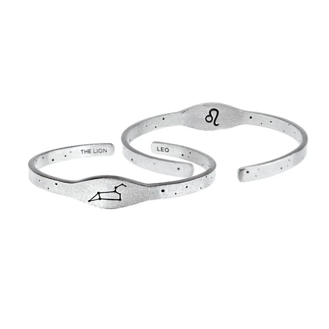 Handcrafted Leo Zodiac Cuff Bracelet – Recycled Pewter Astrology Jewelry | Made in USA Whitney Howard Designs  Zodiac Cuffs