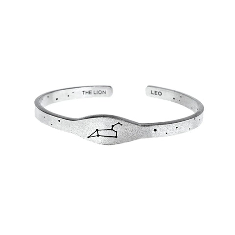 Handcrafted Leo Zodiac Cuff Bracelet – Recycled Pewter Astrology Jewelry | Made in USA Whitney Howard Designs  Zodiac Cuffs