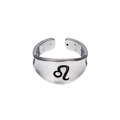 Handcrafted Leo Zodiac Ring – Engraved Constellation and Lion Symbol Pewter Band | Made in USA Whitney Howard Designs  Zodiac Rings