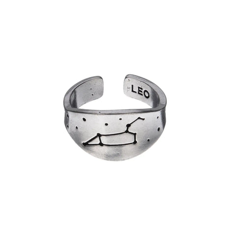 Handcrafted Leo Zodiac Ring – Recycled Lead-Free Pewter Astrology Jewelry | Made in USA Celestial Gift Whitney Howard Designs  Zodiac Rings