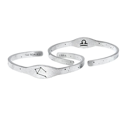 Handcrafted Libra Zodiac Cuff Bracelet – Recycled Pewter Astrological Jewelry | Made in USA Whitney Howard Designs  Zodiac Cuffs