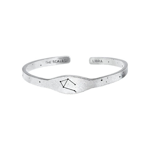 Handcrafted Libra Zodiac Cuff Bracelet – Recycled Pewter Astrological Jewelry | Made in USA Whitney Howard Designs  Zodiac Cuffs