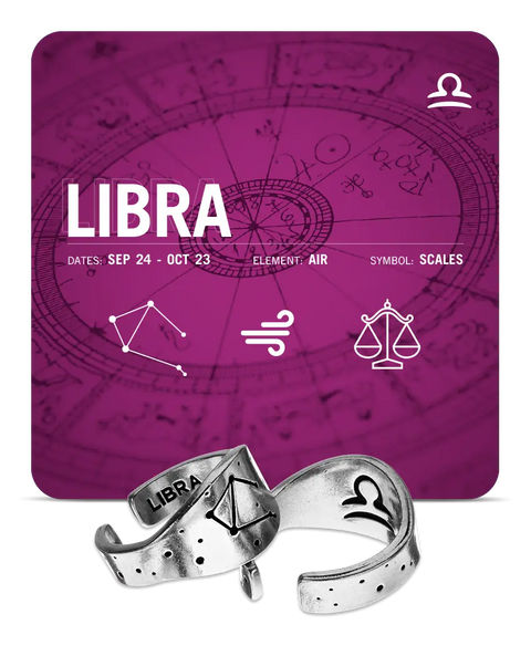 Handcrafted Libra Zodiac Ring – Recycled Pewter Celestial Jewelry | Made in USA Signature Astrology Gift Whitney Howard Designs  Zodiac Rings