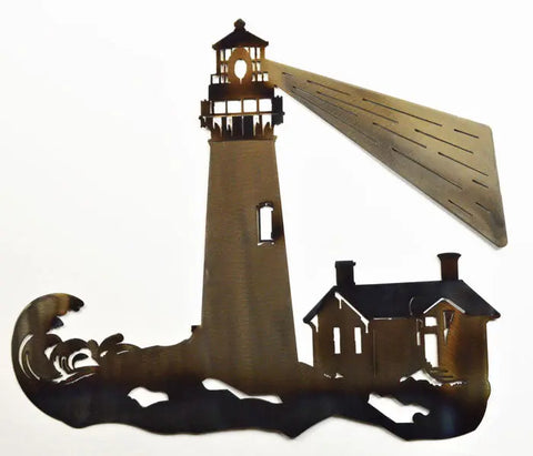 Handcrafted Lighthouse Metal Wall Art – Nautical Coastal Decor | Made in USA – Rustic Patina Finish Knights Home Decor  item