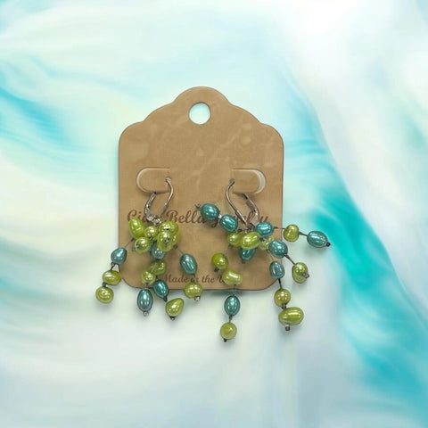 Handcrafted Lime Green and Turquoise Beaded Firework Earrings – Lightweight Leverback Jewelry | Made in USA Michelle Marie Boutique  Earrings