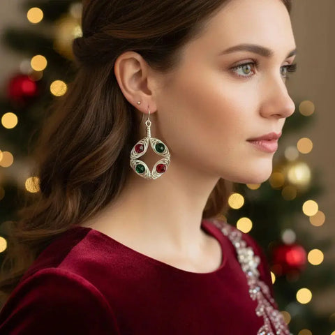 Limited Edition Red and Green Christmas Holiday Earrings Alexa Martha Designs  Earrings