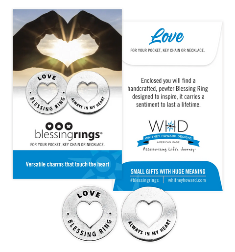 Handcrafted Love Blessing Ring Charm 1 Inch – Inspirational Heart Pewter Token | Made in USA Whitney Howard Designs  Blessing Ring