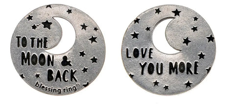 Handcrafted Love You More Blessing Ring Charm – Recycled Pewter Token | Made in USA with Moon Motif Whitney Howard Designs  Blessing Ring