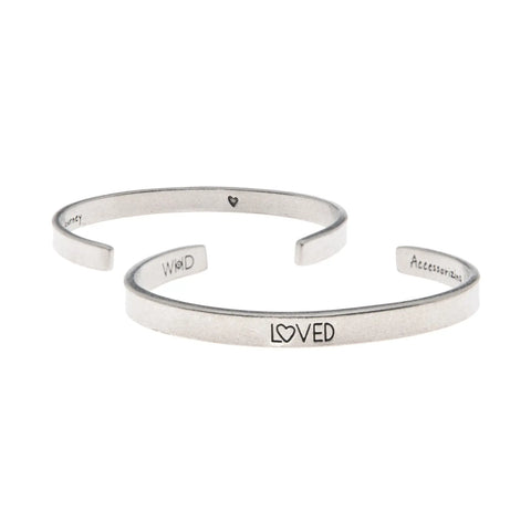 Handcrafted Loved Inspirational Cuff Bracelet – Recycled Lead-Free Pewter | Made in USA – Whitney Howard Designs Whitney Howard Designs  Cuff Bracelets