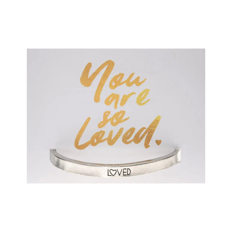 Handcrafted Loved Inspirational Cuff Bracelet – Recycled Lead-Free Pewter | Made in USA – Whitney Howard Designs Whitney Howard Designs  Cuff Bracelets
