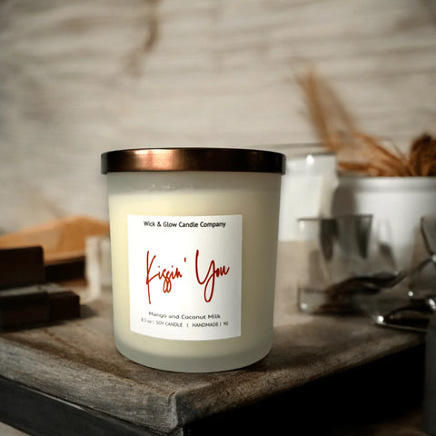 Handcrafted Mango Coconut Milk Soy Candle 8.5 Oz – Fresh Fruity Aroma – Wick and Glow | Made in USA Wick and Glow Candle Company™  Candles