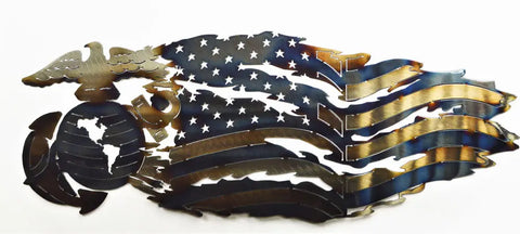 Handcrafted Marine Corps Flag Wall Art – Patriotic Metal Decor | Veteran-Owned Knights Home Decor  item