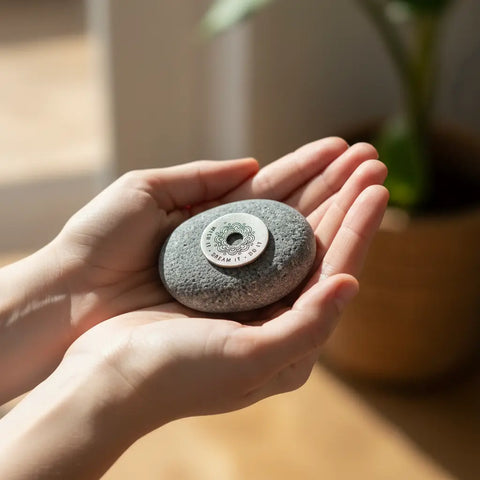 Handcrafted Meditation Stone – Wish Dream Do Action Reminder | Natural River Rock Gift Made in USA Whitney Howard Designs  Meditation Stones