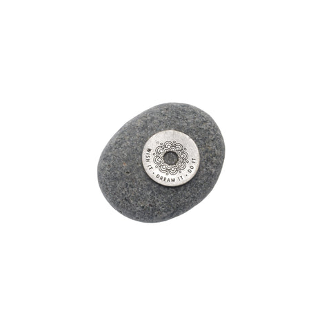 Handcrafted Meditation Stone – Wish Dream Do Action Reminder | Natural River Rock Gift Made in USA Whitney Howard Designs  Meditation Stones