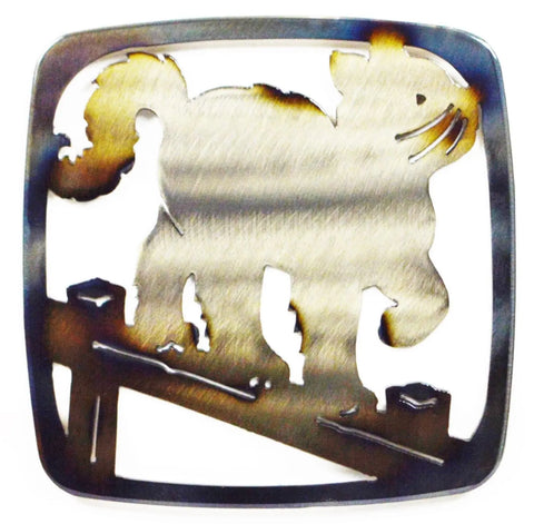 Handcrafted Metal Cat On Fence Trivet – Unique Heat-Resistant Kitchen Accessory | Made in USA Knights Home Decor  item