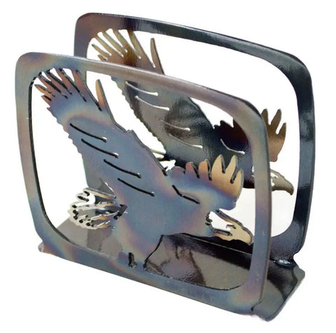 Handcrafted Metal Eagle Napkin Holder – Rustic American Tabletop Accent | Made in USA Knights Home Decor  item