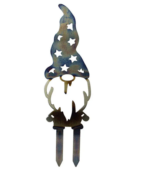 Handcrafted Metal Garden Gnome Sculpture – Star Cutout Design – Lawn Ornament | Made in USA Knights Home Decor  item