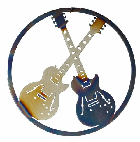 Handcrafted Metal Guitar Wall Art – Rustic Music Decor | Made in USA Knights Home Decor  item