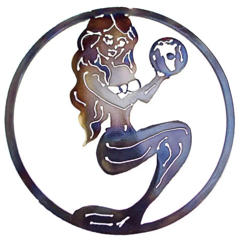 Handcrafted Metal Mermaid Sculpture – Coastal Wall Art Decor | Made in USA – Whimsical Oceanic Accent Knights Home Decor  item