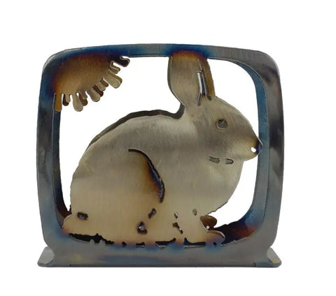 Handcrafted Metal Rabbit Napkin Holder – Rustic Table Decor | Made in USA by Family Veteran Business Knights Home Decor  item