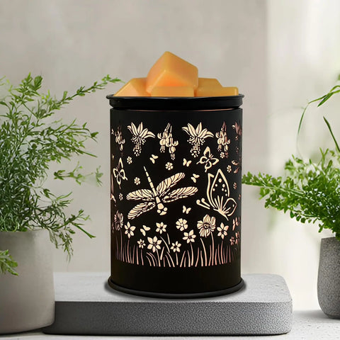 Handcrafted Metal Tabletop Wax Melt Warmer With Dragonfly and Butterfly Cutouts – American Made Home Fragrance Accessory MorninWood Candles  Wall Plug in Wax Warmers