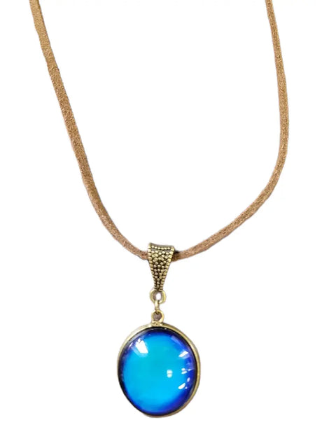 Handcrafted Mood Bead Necklace With Antique Gold Alloy Setting – Adjustable 18-20 Inch Suede Cord | Made in USA Michelle Marie Boutique  Necklace