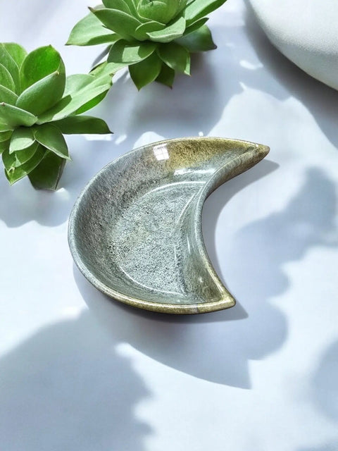 Handcrafted Moon-Shaped Resin Jewelry Tray – Unique Celestial Home Accent | Made in USA Durable Art Dish Michelle Marie Boutique 
