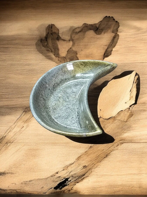 Handcrafted Moon-Shaped Resin Jewelry Tray – Unique Celestial Home Accent | Made in USA Durable Art Dish Michelle Marie Boutique 