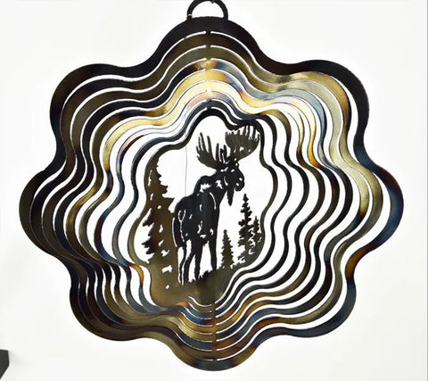 Handcrafted Moose Wind Spinner – Outdoor Metal Garden Decor | Made in USA Rustic Art Knights Home Decor  item