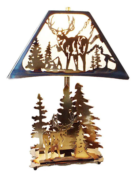 Handcrafted Mule Deer Table Lamp – Rustic Wildlife Lighting – Unique Heat-Treated Base | Made in USA Knights Home Decor  item