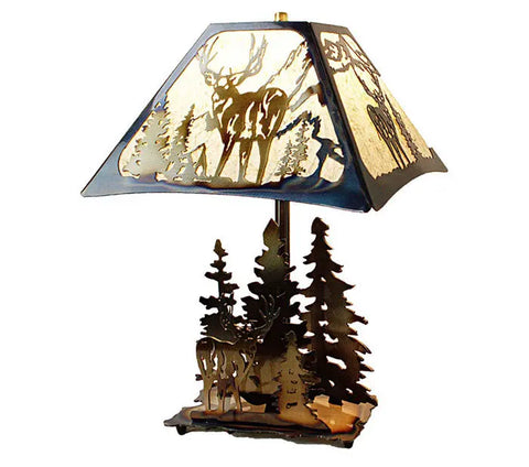 Handcrafted Mule Deer Table Lamp – Rustic Wildlife Lighting – Unique Heat-Treated Base | Made in USA Knights Home Decor  item
