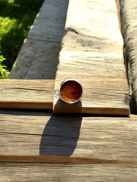 Handcrafted Multicolor Resin Statement Rings – Artistic Metal Band Jewelry | Made in USA Bold Artistic Resin Inlay Accessory Michelle Marie Boutique  Ring