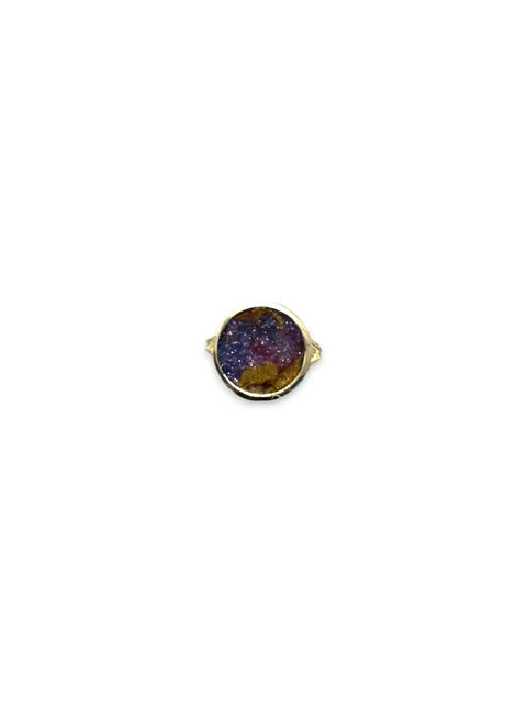 Handcrafted Multicolor Resin Statement Rings – Artistic Metal Band Jewelry | Made in USA Bold Artistic Resin Inlay Accessory Michelle Marie Boutique  Ring