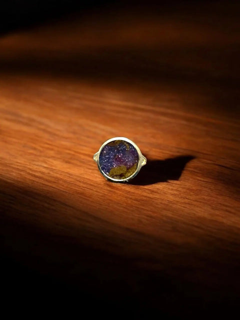 Handcrafted Multicolor Resin Statement Rings – Artistic Metal Band Jewelry | Made in USA Bold Artistic Resin Inlay Accessory Michelle Marie Boutique  Ring