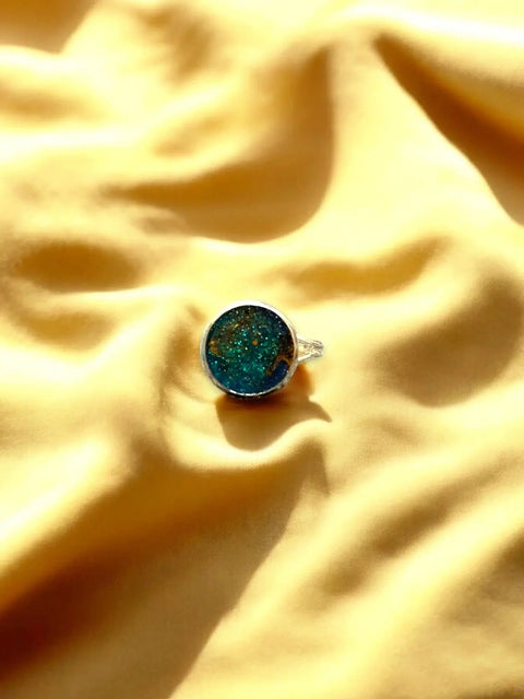 Handcrafted Multicolor Resin Statement Rings – Artistic Metal Band Jewelry | Made in USA Bold Artistic Resin Inlay Accessory Michelle Marie Boutique  Ring