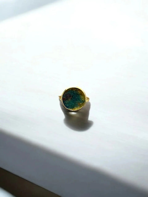 Handcrafted Multicolor Resin Statement Rings – Artistic Metal Band Jewelry | Made in USA Bold Artistic Resin Inlay Accessory Michelle Marie Boutique  Ring