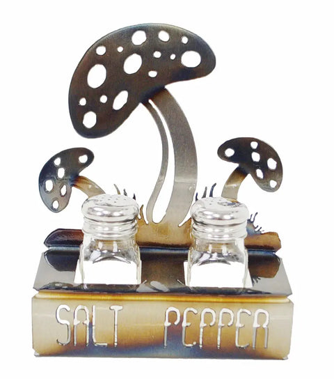 Handcrafted Mushroom Salt and Pepper Set – Rustic Kitchen Decor – Unique Seasoning Holder | Made in USA Knights Home Decor  item