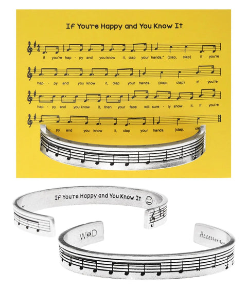 Handcrafted Music Note Cuff Bracelet – Inspirational Quote Inside – Recycled Pewter | Made in USA Whitney Howard Designs  Cuff Bracelets