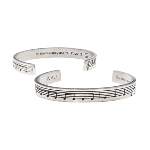Handcrafted Music Note Cuff Bracelet – Inspirational Quote Inside – Recycled Pewter | Made in USA Whitney Howard Designs  Cuff Bracelets