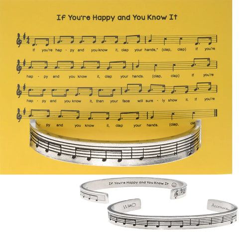 Handcrafted Music Note Cuff Bracelet – Inspirational Quote Inside – Recycled Pewter | Made in USA Whitney Howard Designs  Cuff Bracelets