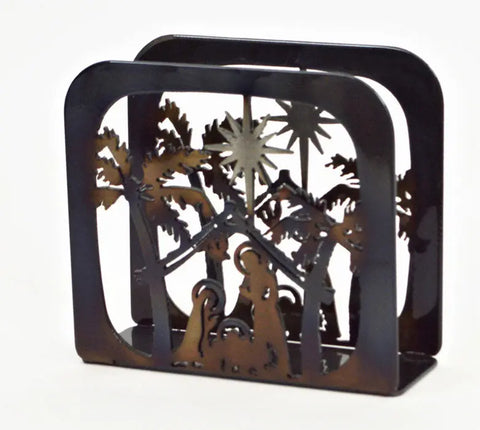 Handcrafted Nativity Scene Metal Napkin Holder – Rustic Christmas Table Decor | Made in USA Knights Home Decor  item