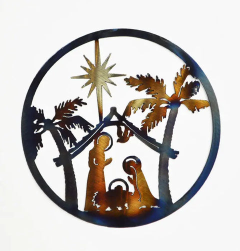 Handcrafted Nativity Scene Metal Wall Art – Rustic Christmas Decor | Made in USA Knights Home Decor  item