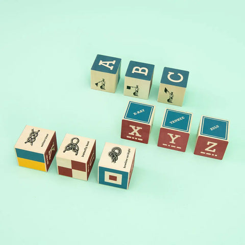 Handcrafted Nautical Wooden Alphabet Blocks Set with Canvas Bag - 1.75 Inch Cubes | Made in USA Uncle Goose  Eclectic