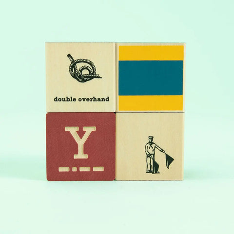 Handcrafted Nautical Wooden Alphabet Blocks Set with Canvas Bag - 1.75 Inch Cubes | Made in USA Uncle Goose  Eclectic