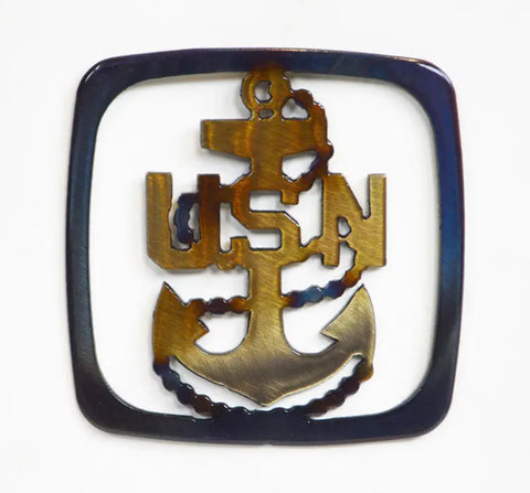 Handcrafted Navy Anchor Coaster – Maritime Decor Accent | Made in USA – Veteran Owned Workshop Knights Home Decor  item