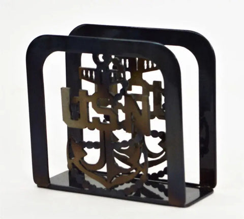 Handcrafted Navy Anchor Napkin Holder – Multiuse Organizer for Table or Desk | Made in USA Knights Home Decor  item