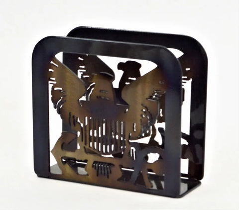 Handcrafted Navy Metal Napkin Holder – Durable Heat-Treated Design | Made in USA Veteran-Owned Knights Home Decor  item